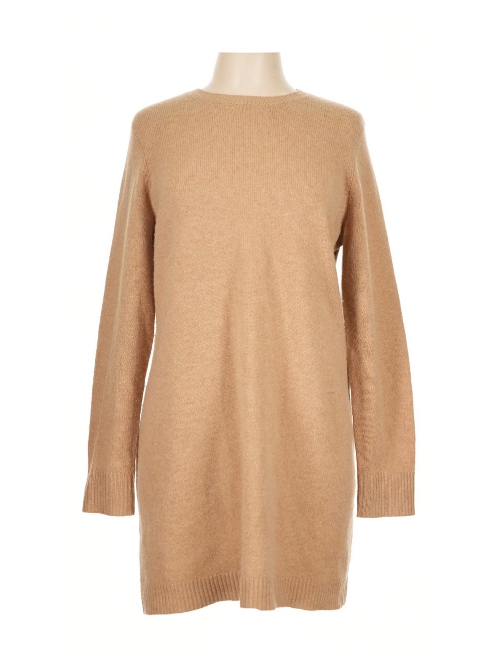 NWOT Polo Ralph Lauren Wool Cashmere Ribbed Knit Elbow Patch Tunic Sweater Tan L